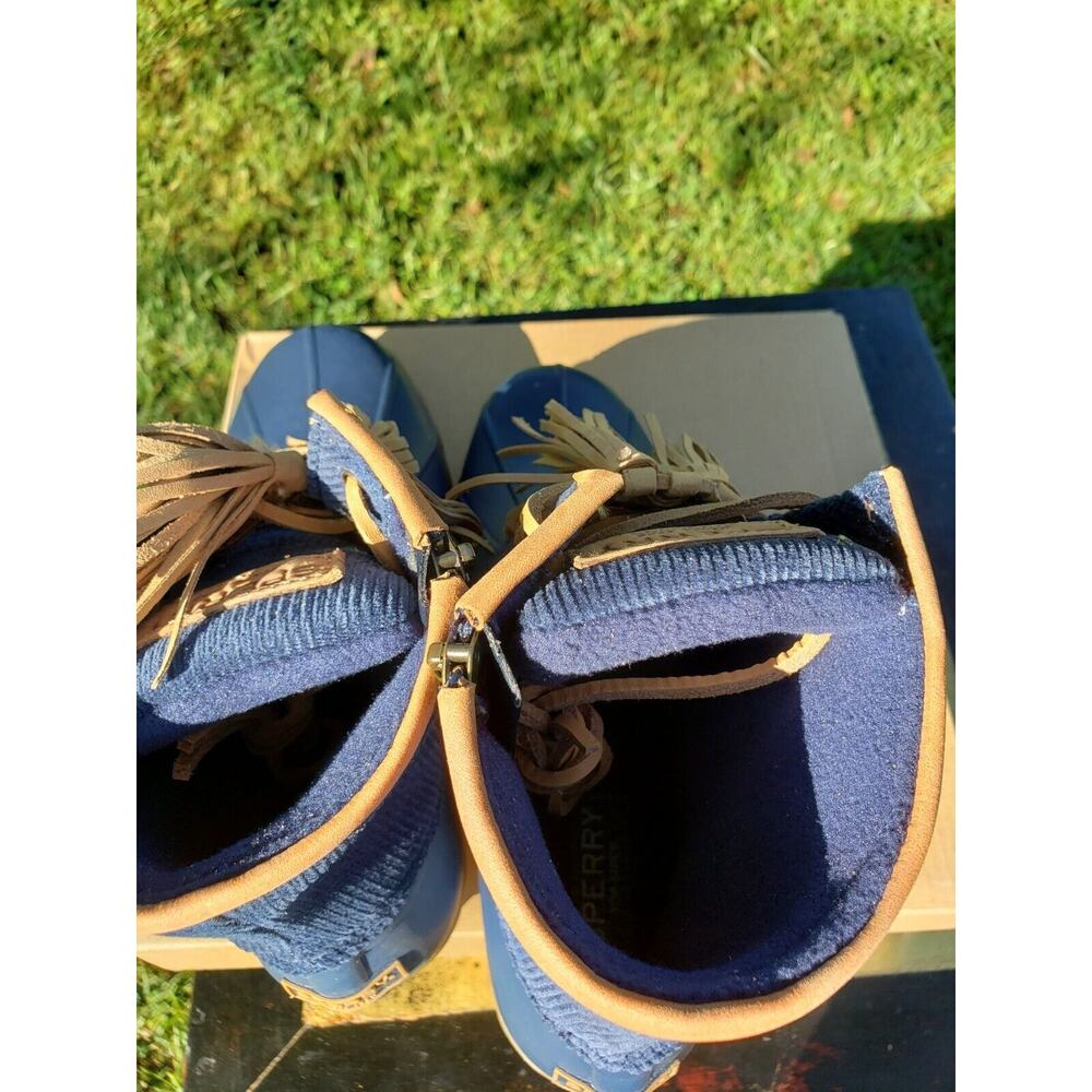 New Sperry Saltwater Tassel Corduroy Booties 6.5 Navy Blue - Picture 4 of 10